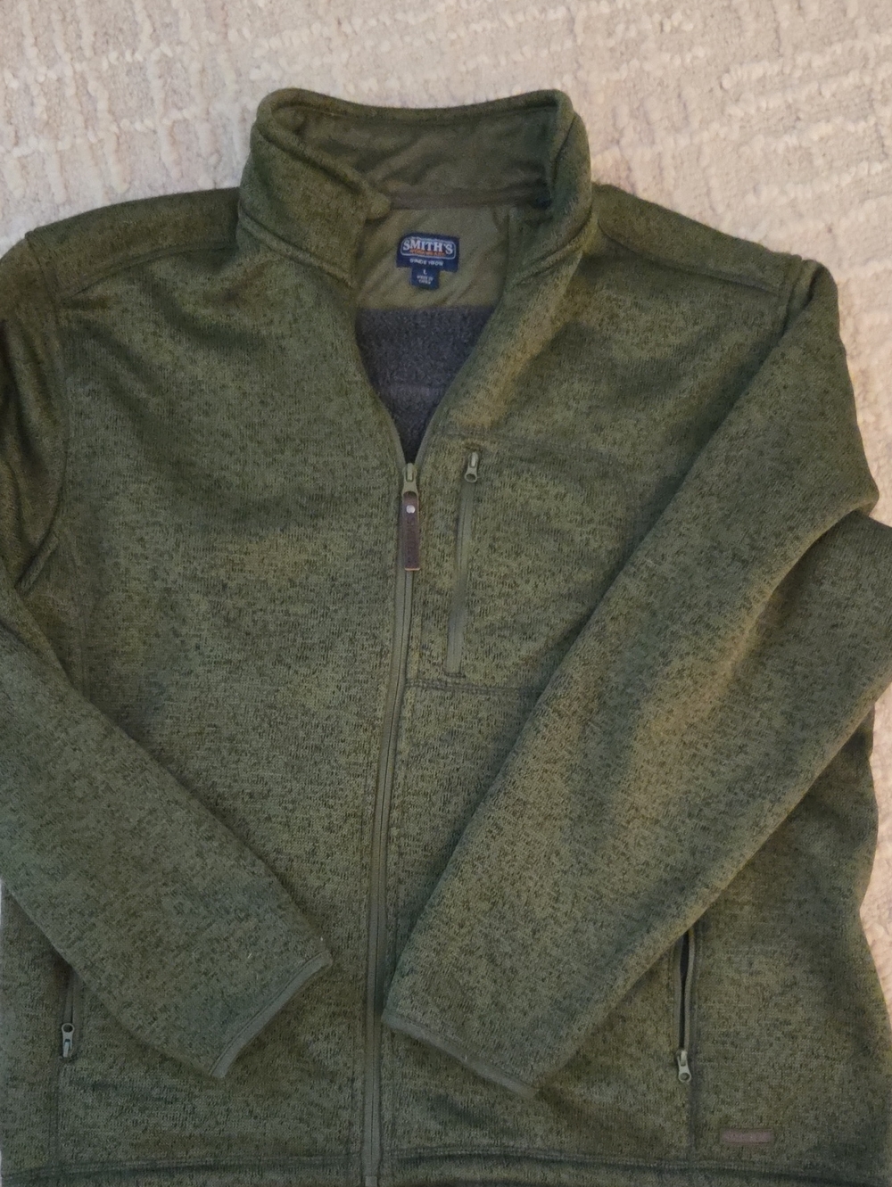 SMITH Men's Olive Green Sherpa Full-Zip Jacket, L